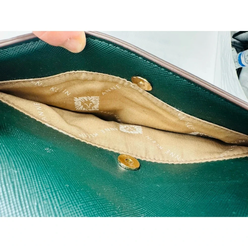 Anne Klein Satchel Shoulder Flap Crossbody Bag w/Gold Chain Strap‎ Green
